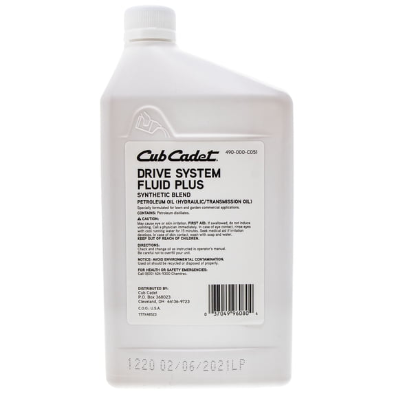 CUB CADET 490-000-C051 Fluid Drive System+ Syn Blend Qt Z Force RZT GT LT 1042