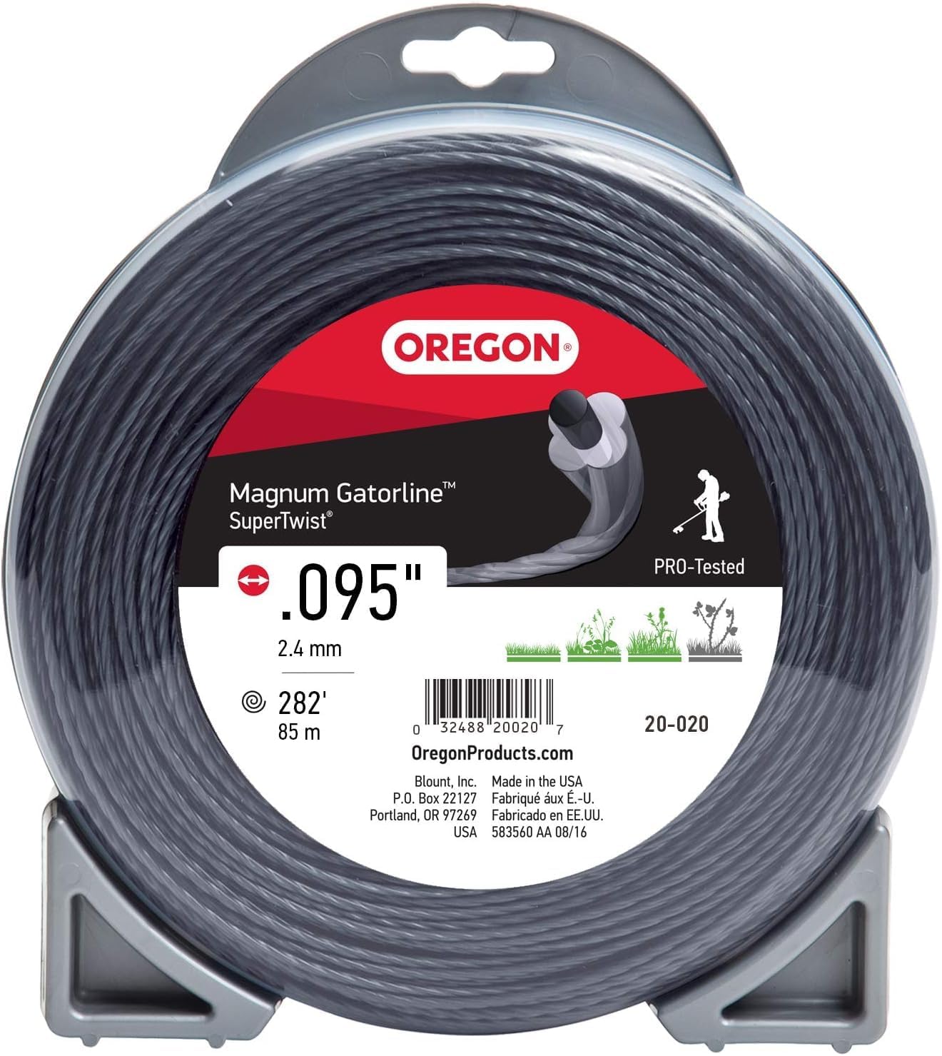 Oregon 20-020 Magnum Gatorline .095 Heavy Duty Trimmer Line, .095" x 282-Foot