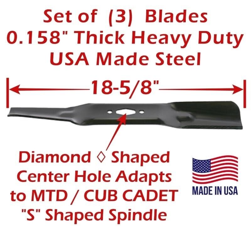 3 PACK REPLACEMENT MOWER BLADES 54'' 742P05086 742-05086 54'' CUB CADET
